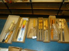 *13 Marples Chisels with Boxwood Handles and on with Plastic Handle