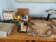 *Assorted Wood Working Tools, Carvings, Timber Blocks, Etc