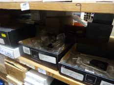 *Five Boxes of Brushed Stainless Steel and Satin Chrome T-Bar Handles, Curved Cabinet Handles, Etc