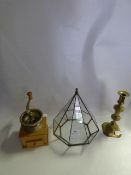 Terrarium, Candlestick and Coffee Grinder