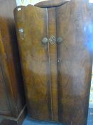 Two Door Walnut Gentleman's Wardrobe with Shelves