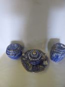 Pair of Ringtons Biscuit Caddies, Plate and Teapot