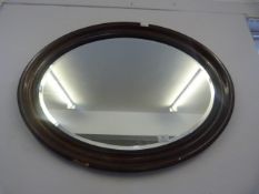 Wooden Framed Oval Bevelled Wall Mirror