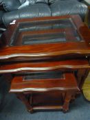 Nest of Three Tables with Glazed Tops