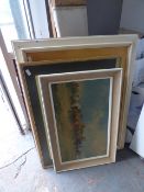 Four Large Prints and Sectional Mirror