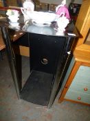 Black Glass and Chrome Desk with Darkwood Top