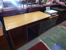 Pine Kneehole Desk and Chest of Three Drawers