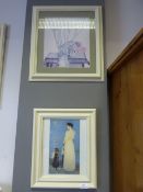 Pair of White Framed Pictures