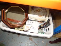 Basket Containing Assorted Pottery, Miniature Cars, Mirrors, Etc