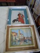 Oil Painting of Venice & 1 Other