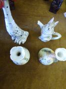 Pair of Edwardian Vases, Novelty Teapot and a Roster