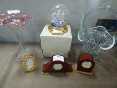 Collection of Decorative Glass and Miniature Clocks