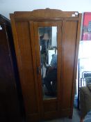 Small Single Oak Wardrobe with Mirror