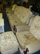 Floral Dralon Beige Three Piece Suite with Matching Footstool