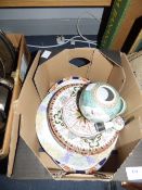 Box of Vintage Plates and a Ginger Jar, Etc