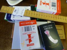 Selection of Playing Cards, Cribbage Board and a Ruler