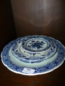 Three Decorative Blue and White Plates