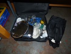 Mixed Lot Including; Suitcase, Glassware, Pottery, Silver Plate, Etc