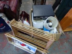 Large Box and Contents of Frames, Lamps, Etc
