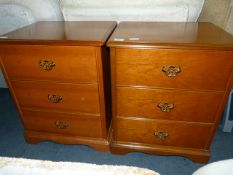 Pair of Teak Three Drawer Bedside Tables