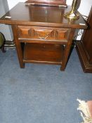 Oak Side Table with Drawer