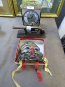 Brass Clock, Brass Ornamental Face and Table Light Shaped as a Musket