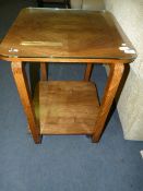 Oak Side Table with Glass Top