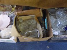 Two Boxes of Glassware, One Box of Pots