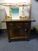 Oak Side Table with Drawer