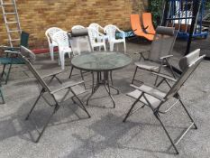 Black Metal and Glass Patio Set (No Umbrella)
