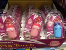 *Carton Containing 144 Maxim Pig Torch Twin Super Bright LED Keyrings