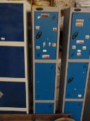 *Bank of Three Blue and Grey Cubicle Lockers