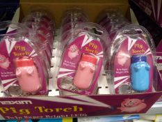 *Carton Containing 144 Maxim Pig Torch Twin Super Bright LED Keyrings