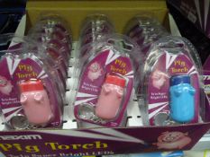 *Carton Containing 144 Maxim Pig Torch Twin Super Bright LED Keyrings