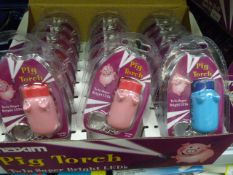 *Carton Containing 144 Maxim Pig Torch Twin Super Bright LED Keyrings