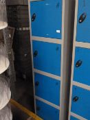 *Bank of Four Blue and Grey Cubicle Lockers