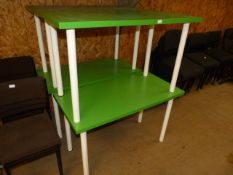 *Four Rectangular Tables with Green Tops on Cream Tubular Legs