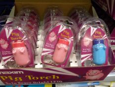 *Carton Containing 144 Maxim Pig Torch Twin Super Bright LED Keyrings