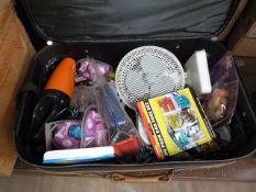 *Suitcase Containing Mixed Items INcluding; Fuses, Cooling Fans, Novelty Keyrings, Etc