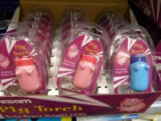 *Carton Containing 144 Maxim Pig Torch Twin Super Bright LED Keyrings