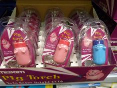 *Carton Containing 144 Maxim Pig Torch Twin Super Bright LED Keyrings