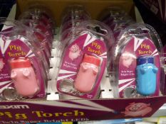 *Carton Containing 144 Maxim Pig Torch Twin Super Bright LED Keyrings
