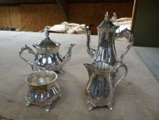 *Silver Plated Four Piece Tea Set Comprising of Teapot, Water Jug, Creamer and Sugar Basin