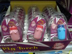 *Carton Containing 144 Maxim Pig Torch Twin Super Bright LED Keyrings