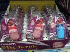 *Carton Containing 144 Maxim Pig Torch Twin Super Bright LED Keyrings