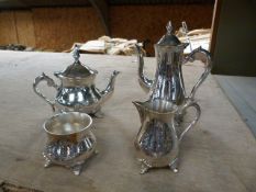 *Silver Plated Four Piece Tea Set Comprising of Teapot, Water Jug, Creamer and Sugar Basin