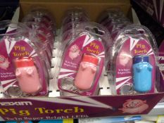 *Carton Containing 144 Maxim Pig Torch Twin Super Bright LED Keyrings