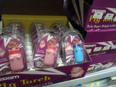 *Carton Containing 144 Maxim Pig Torch Twin Super Bright LED Keyrings