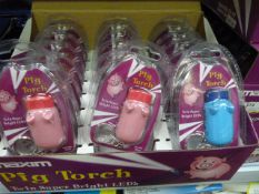 *Carton Containing 144 Maxim Pig Torch Twin Super Bright LED Keyrings