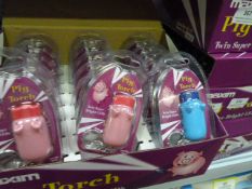 *Carton Containing 144 Maxim Pig Torch Twin Super Bright LED Keyrings